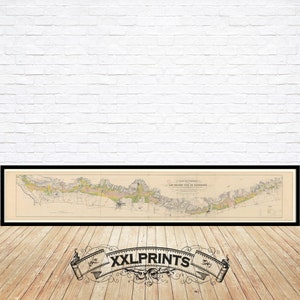 Ancienne carte des vignobles de Bourgogne, 1927, belle reproduction, grande carte, impression d'art, impression de carte surdimensionnée
