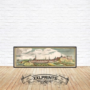 Alte Karte von Talinn, 1640, Vogelperspektive, seltene, antike Reproduktion, große Karte, Fine Art Druck, Übergröße Landkarte