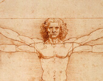 1art1 Leonardo Da Vinci - Homme De Vitruve Poster Affiche Murale 91x61 Cm Reproduction Célèbre Oeuvre D'art Grand Format