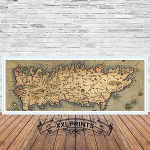 Antike Landkarte von Crete, 16.Jh., äußerst seltene, feine Reproduktion, große Landkarte, Fine Art Druck, Übergröße Landkarte, Kunstdruck