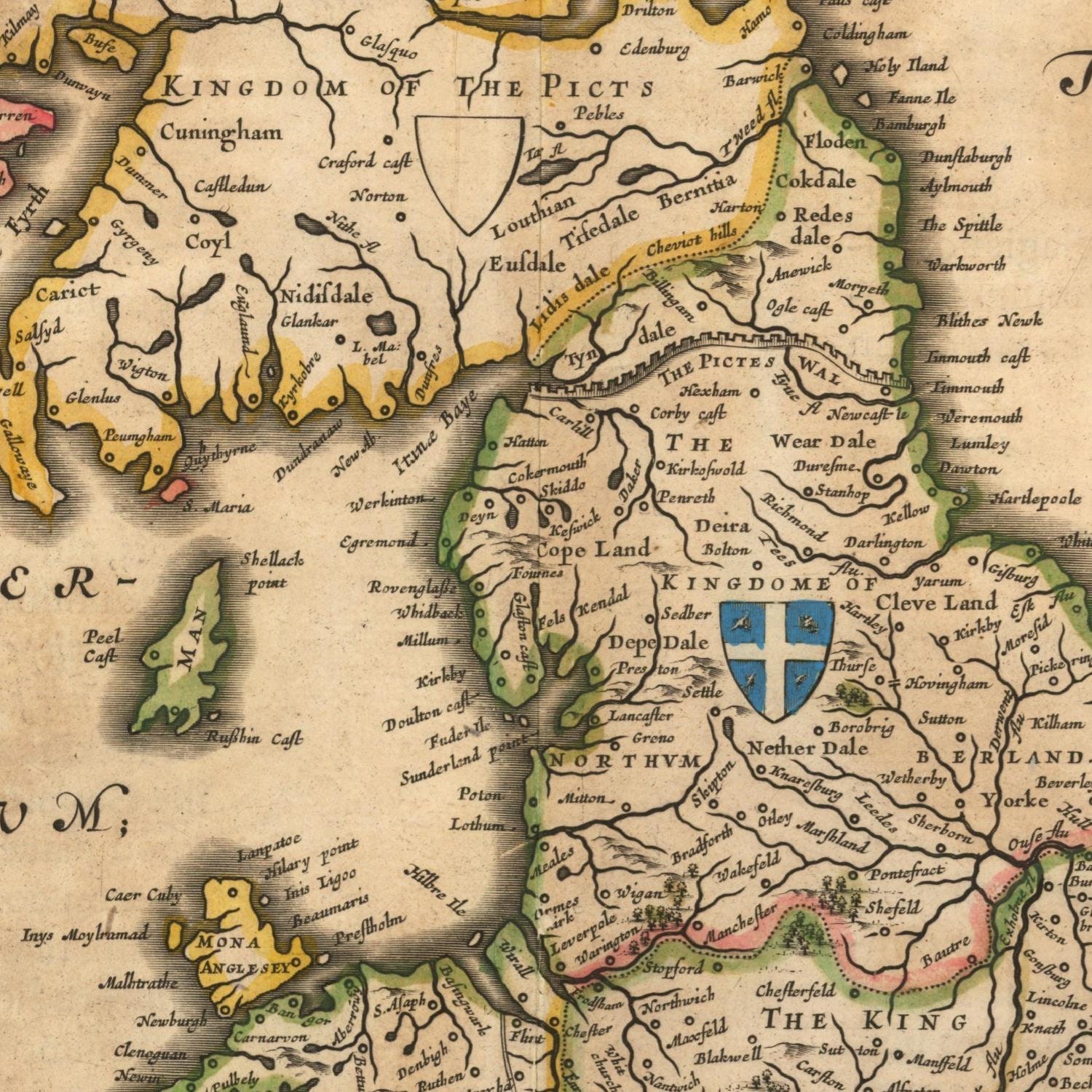 Ancient Map of Britannia 1640 Very Rare Map United Kingdom Etsy
