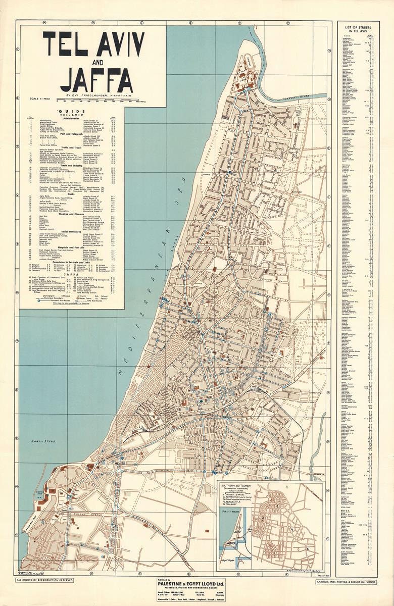 Tel Aviv & Jaffa 1936 Map: Vintage City Plan Art Print - Etsy