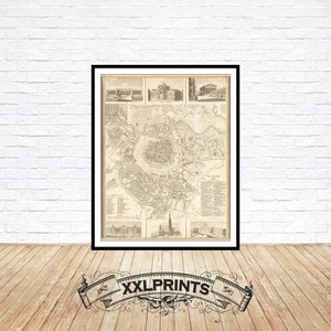 Alte Karte von Wien, Wien, 1844, Stadtplan, selten, antik, Meyers Karten, feine Reproduktion, große Karte, Fine Art Print, Übergröße, Kartendruck