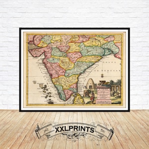 1700s India Map Print: Rare Antique Fine Art Reproduction