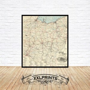 Ohio Map Print: 1907 Vintage Style Fine Art Reproduction