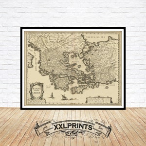 Antike Landkarte von Griechenland, 1626, sehr seltene, feine Reproduktion, große Landkarte, Kunstdruck, Fine Art Print