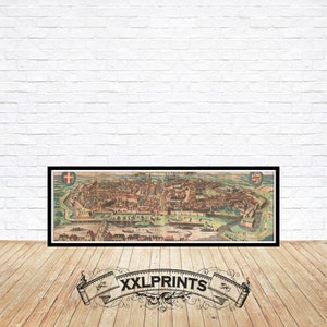 Ancient perspective view of Vienna, 1669, extremely rare, fine reproduction, large map, fine art print, oversize map print