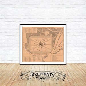 Old map of Kaaba Great Mosque, Mecca (Majid Al Haram), 1930, turkish map, fine reproduction, large map, fine art print, oversize map print