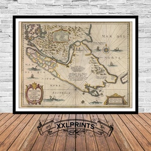 Magellan Strait Map Print: 1635 Rare Fine Art Reproduction