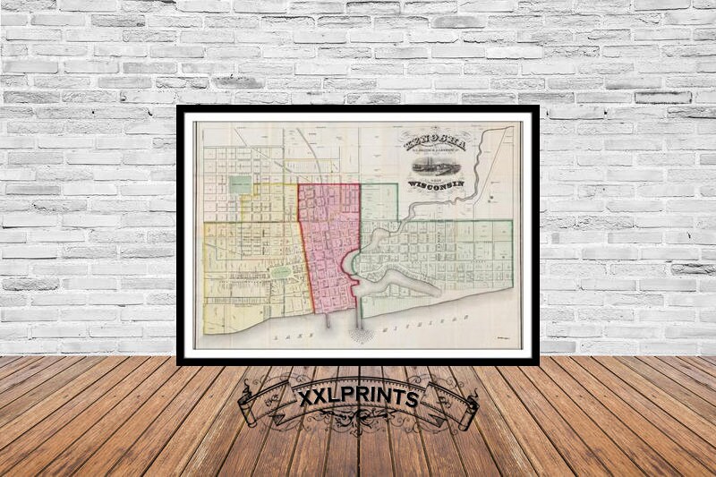 Old map of Kenosha Wisconsin 1857 city plan antique fine Etsy