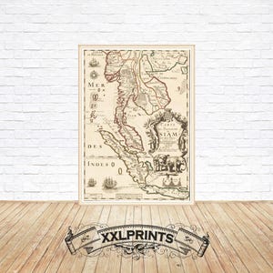 Antique Map of Thailand (Siam, 1686): Fine Art Giclée Print