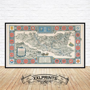 Sicily Map Art Print: 1943 Vintage Fine Art Reproduction