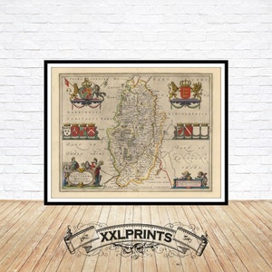 Vecchia mappa del Nottinghamshire, 1648, mappa rara, mappa antica, contee del Regno Unito, riproduzione raffinata, mappa di grandi dimensioni, stampa artistica, stampa di mappa di grandi dimensioni