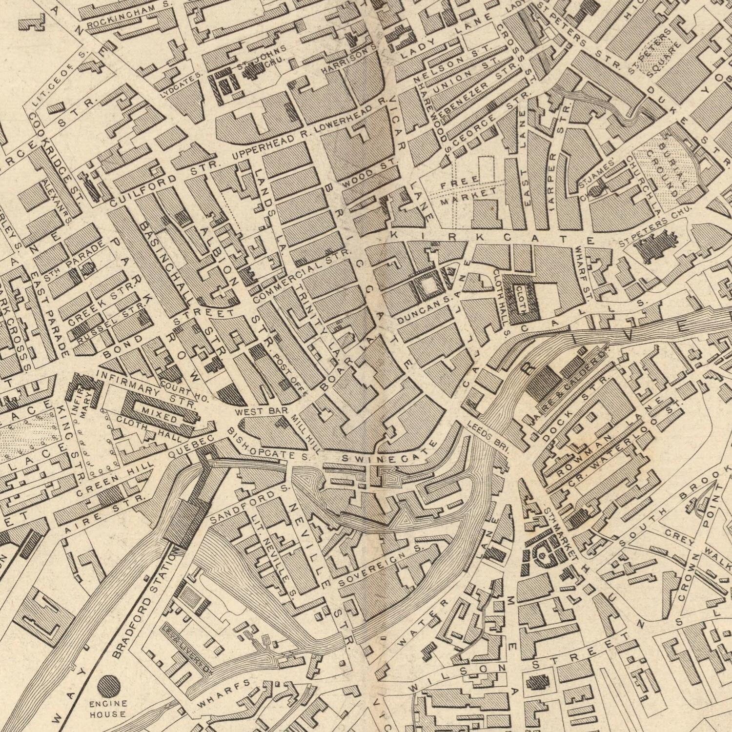 Old Map of Leeds 1851 City Plan Antique Map Fine Etsy