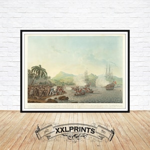 Alte Lithographie von Captain Hooks Tod, 1784, sehr seltene, feine Reproduktion, Fine Art Druck, Oversize-Druck