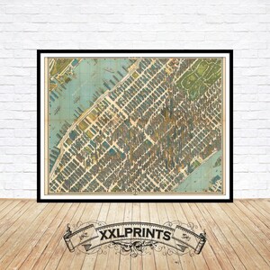 Midtown NYC Map Print: 19th Century Antique Decor