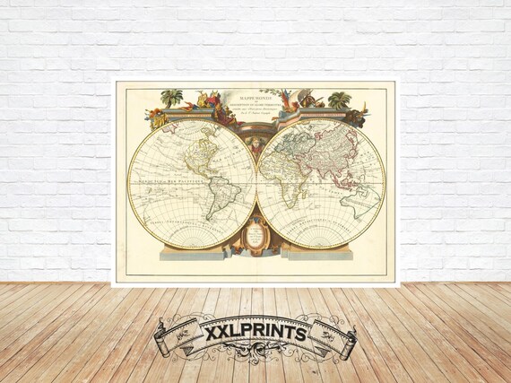 1627年 世界地図 古地図ポスター Rand MqNally製