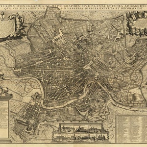 Antique City Plan of Rome, 1710, Uncoloured, Very Rare, Fine ...