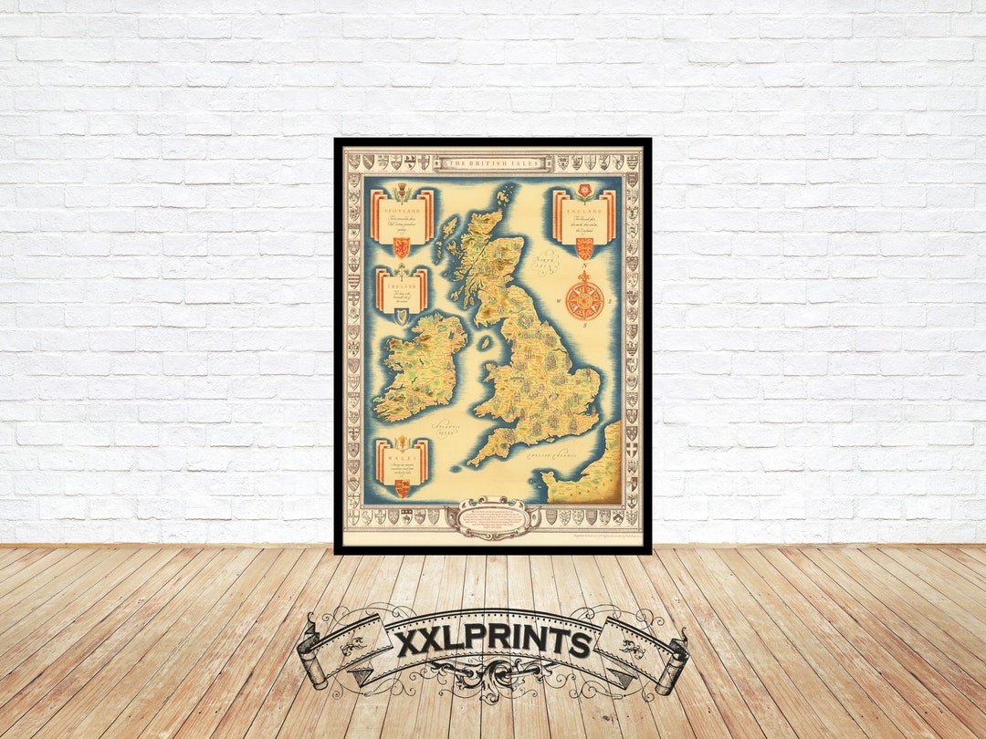 British Isles Map Print: 1935 Vintage Style Fine Art Reproduction