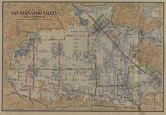 California Cities Old Map Reprint San Fernando Valley 1923