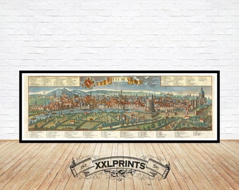 Antique Rome Map Print: 1730 Perspective View, Fine Art Reproduction