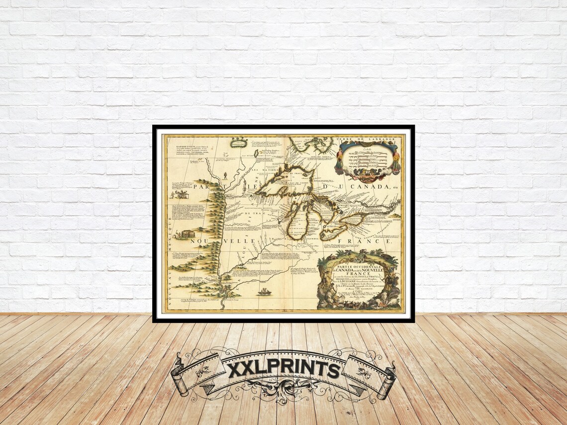 Old Map of Canada 1690 Very Rare Map Antique Fine Etsy