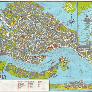 Old Map of Venice, Italy, 1940, Pictorial Map, Rare Map, Fine ...