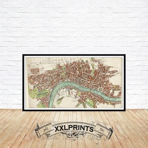 Alte Landkarte von London, Biegering und Southwark, 1733, feine Reproduktion, große Karte, Fine Art Druck, Übergröße Karte Druck