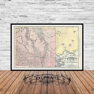 Antique Manitoba Map of Canada 1892: Fine Art Print