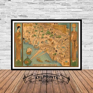 Ancienne carte du comté d'Orange, carte historique, 1929, ancienne, belle reproduction, grande carte, impression d'art, décoration antique, impression de carte surdimensionnée