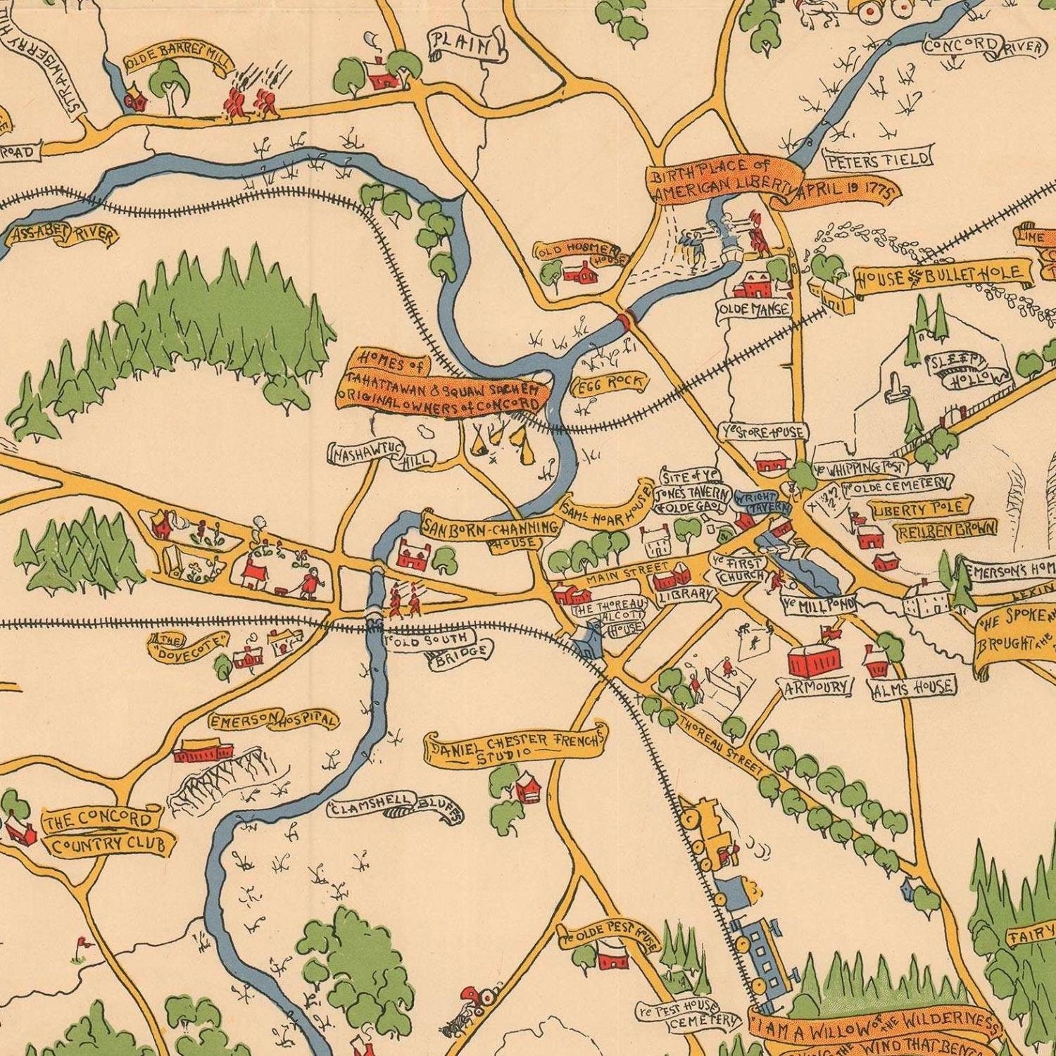 Old Map of Concord Massachusetts 1928 Antique Map Fine Etsy