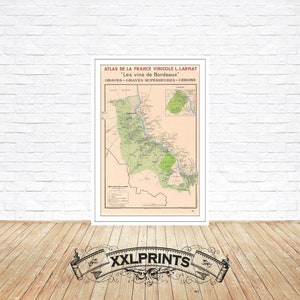 Alte Karte von Bordeaux, Frankreich, 1943, Wein Karte, Feine Reproduktion Karte