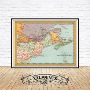 1931 Antique Road Map Print: New England, Ontario, Quebec