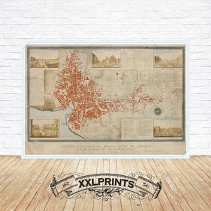Antique Map of Catania, Sicily (1883): Fine Art Print