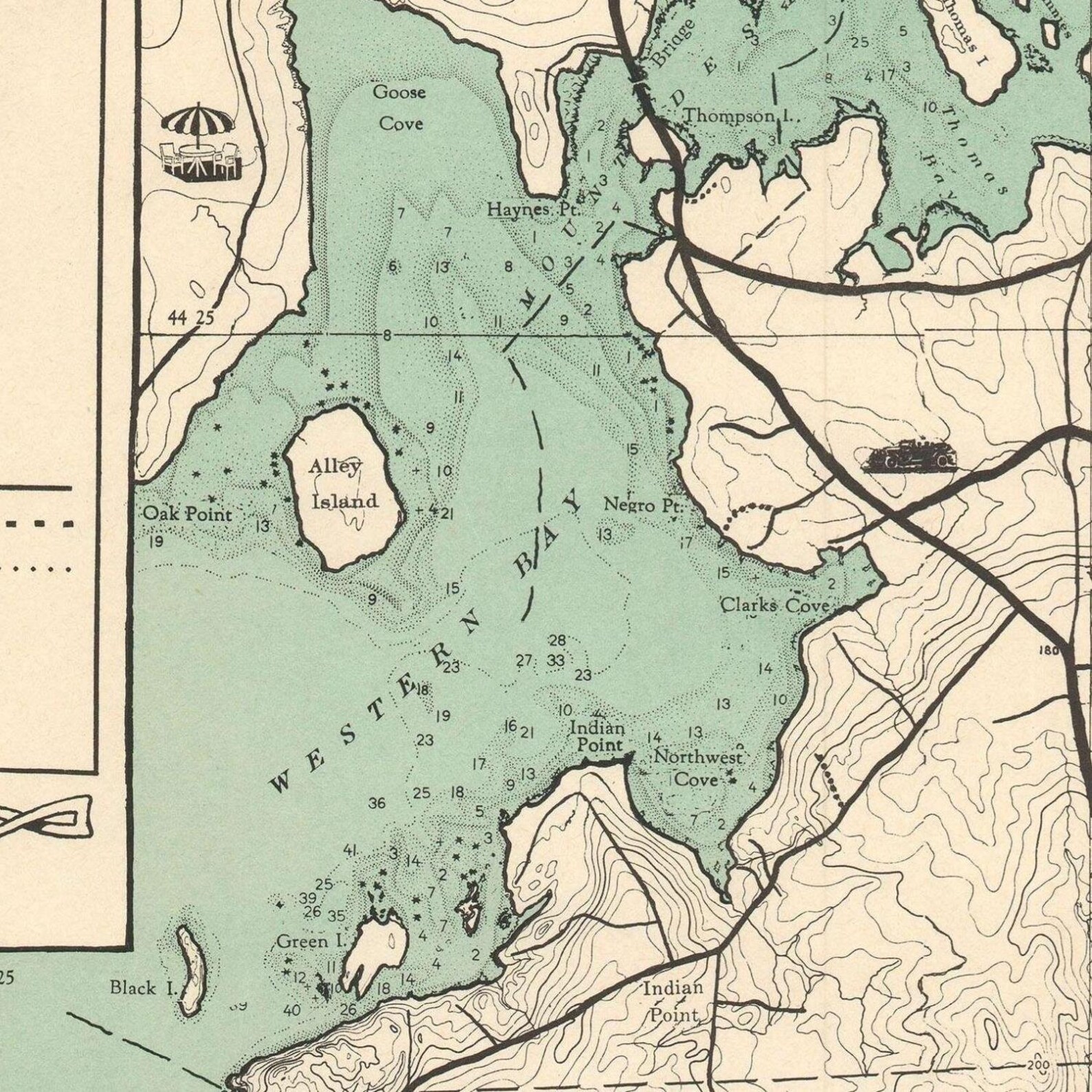 Old Map of Mount Desert Island Maine 1934 Antique Fine Etsy