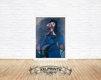 Mujer de Picasso en azul: reproducción de bellas artes