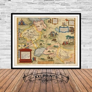 Old map of Russiae, Moscow, Tartaria, 1570, extremely rare map, fine reproduction, large map,fine art print,antique decor,oversize map print