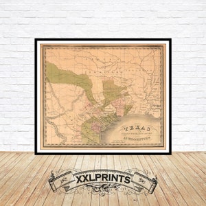 Antique Texas Map Print: 1842 Fine Art Reproduction