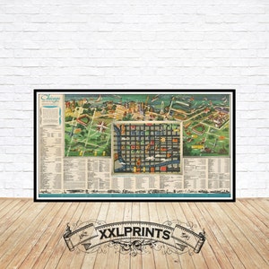Alte Karte von Chicago, 1948, Stadtplan, bildlich, feine Reproduktion, große Karte, Fine Art Druck, Übergröße Karte