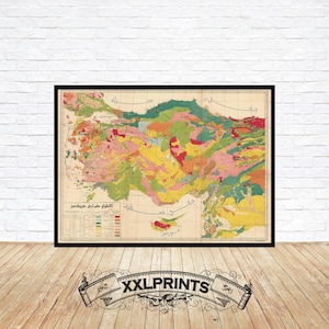 1920s Anatolia Geological Map of Turkey: Fine Art Print