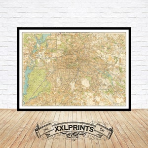 Old map of Berlin, 1938, city plan, antique map, fine reproduction, large map, fine art print, antique decor, oversize map print