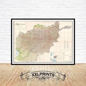 Afghanistan Map Print: 1965 Vintage Fine Art Reproduction