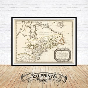 Mapa antiguo de Canadá, Nueva Francia, 1656, mapa muy raro, reproducción fina, mapa grande, impresión de bellas artes, decoración antigua, impresión de mapa de gran tamaño