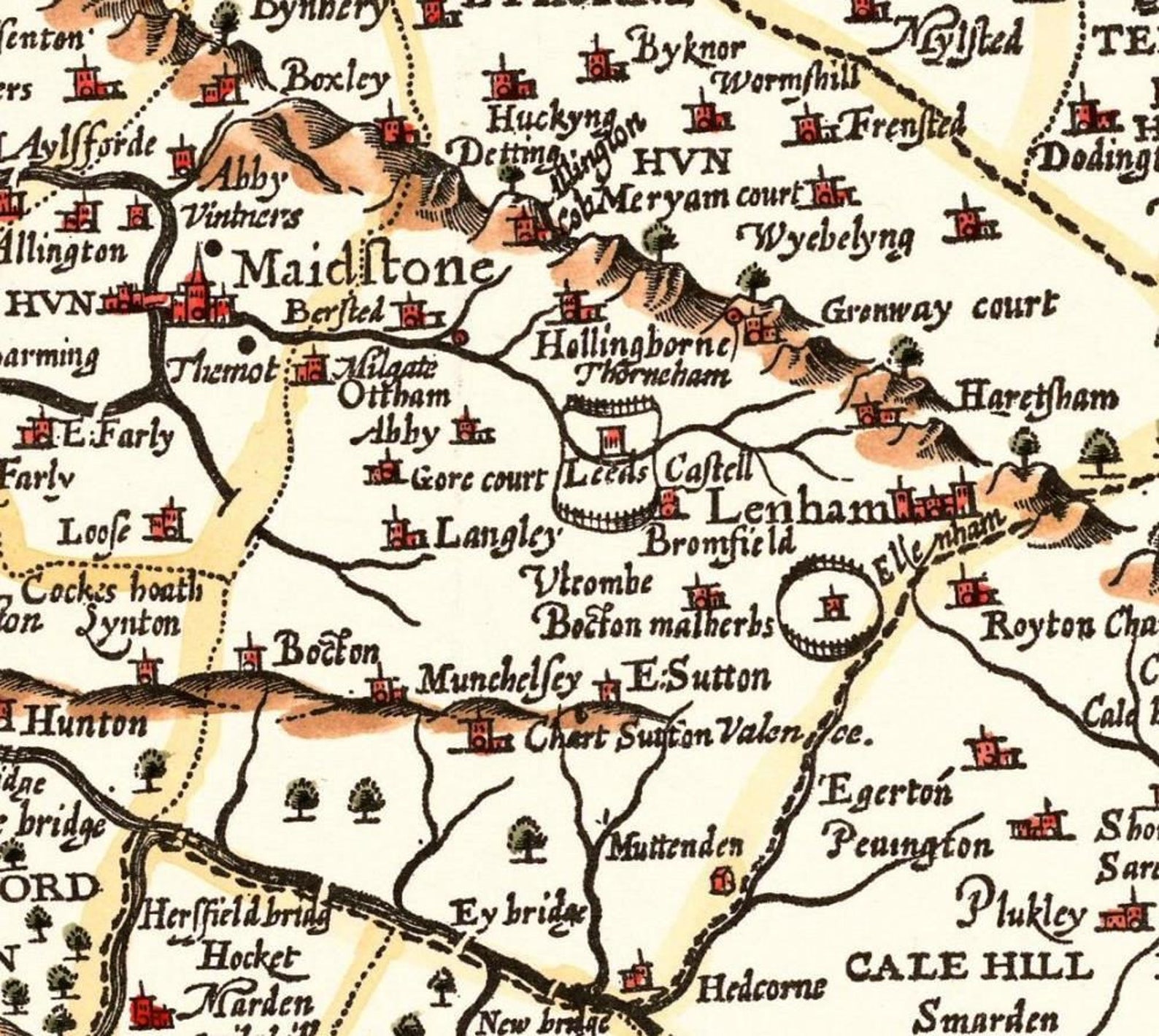 Old Map of Kent United Kingdom 1610 Ancient Old Map Etsy