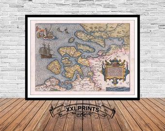 Zeelandia Netherlands Map Print: 1584 Antique Decor