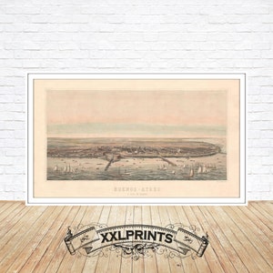 Buenos Aires, Argentinien, aus der Vogelperspektive, 1898, feine Reproduktion, grosse Karte, Fine Art Druck, Übergrössenkarte