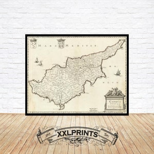 Ancient Cyprus Map Print: 1663 Fine Art Reproduction