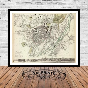 Old map of Munchen, Munich, 1832, city plan, antique map, fine reproduction, large map, fine art print, antique decor, oversize map print