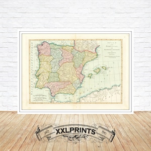 Antique Spain & Portugal Map Print, 1794 - Fine Art Reproduction