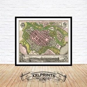 Wrocław (Breslau) City Plan Print: 1730 Antique Map Reproduction